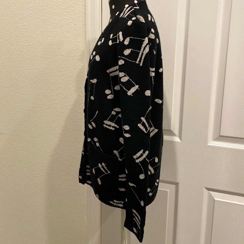Saint Laurent Paris Music Notes Sweater Cardigan - Zooey Deschanel Favorite!!! View 6